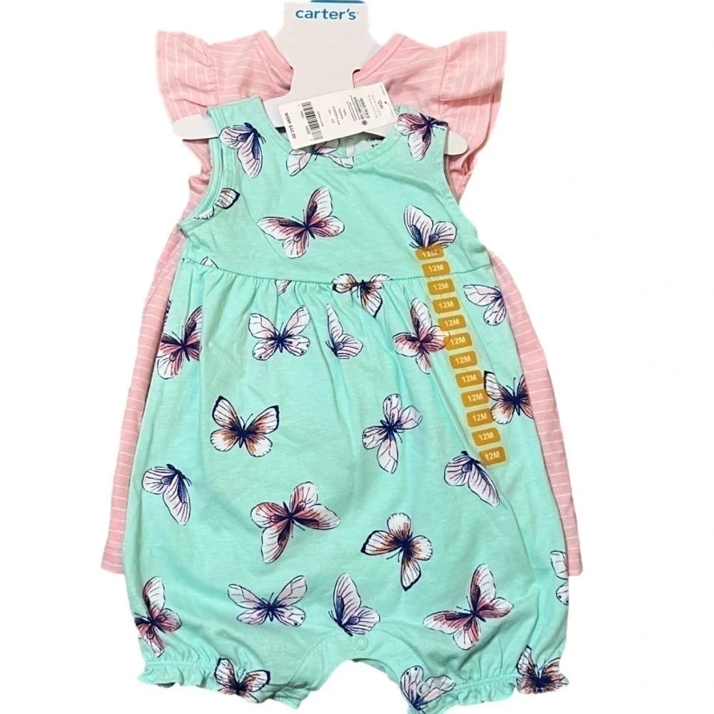 Carter’s Baby Three Piece Set Butterfly Set Girl Sz 12m